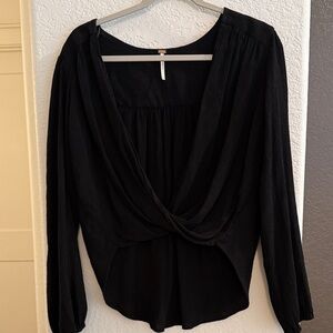 Free People Black Draped Blouse​